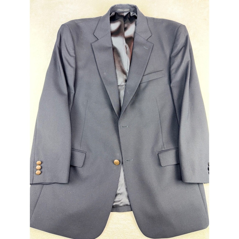 Austin Reed Mens 43R Navy Blue Wool Blend Two Button Blazer Sport Coat‎ NWOT